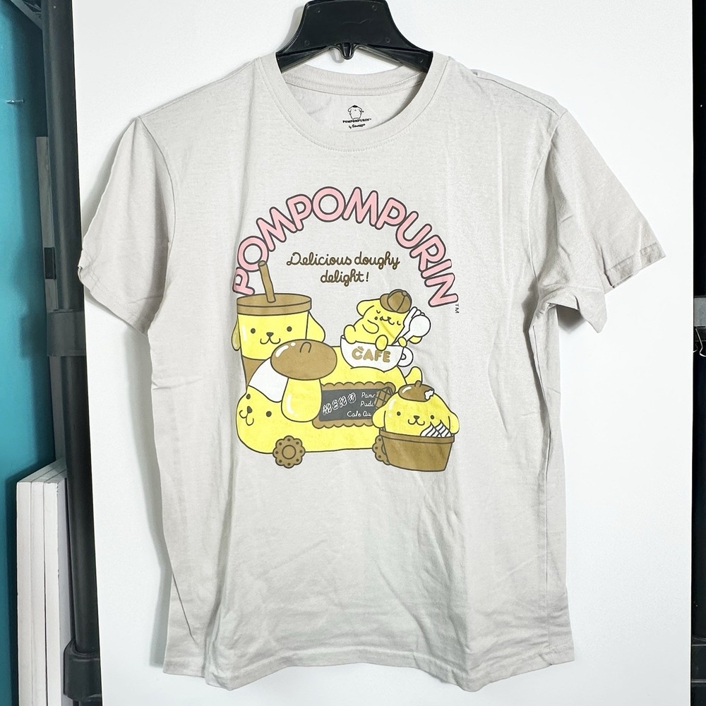 Pompompurin Womens Size L Sanrio Graphic T Shirt Gray Cafe 2024
